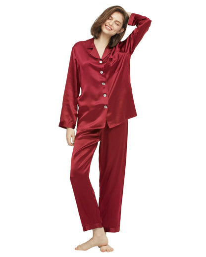 LOEL Silk Pajamas for Women Pure Full Length Long 22 Momme 100% Mulberry Silk Luxury