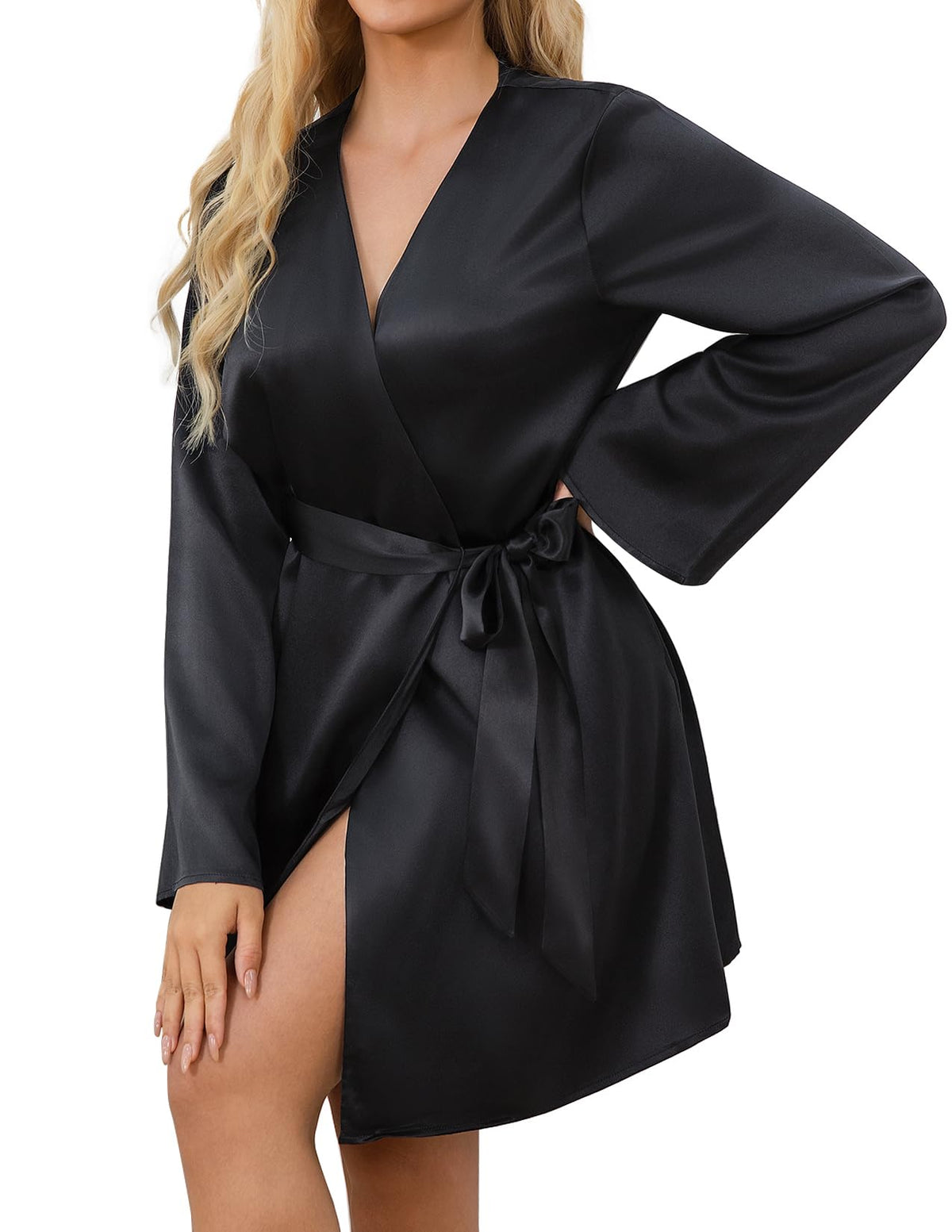LOEL Silk Women’s Robes, Short Kimono Robes for Brides Bridesmaid Wedding Party, Pure Silk Bath Robe