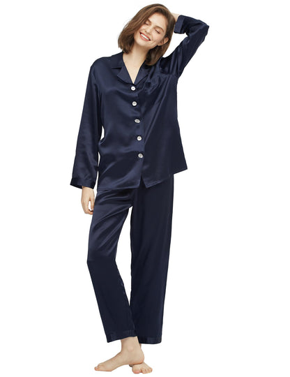 LOEL Silk Pajamas for Women Pure Full Length Long 22 Momme 100% Mulberry Silk Luxury