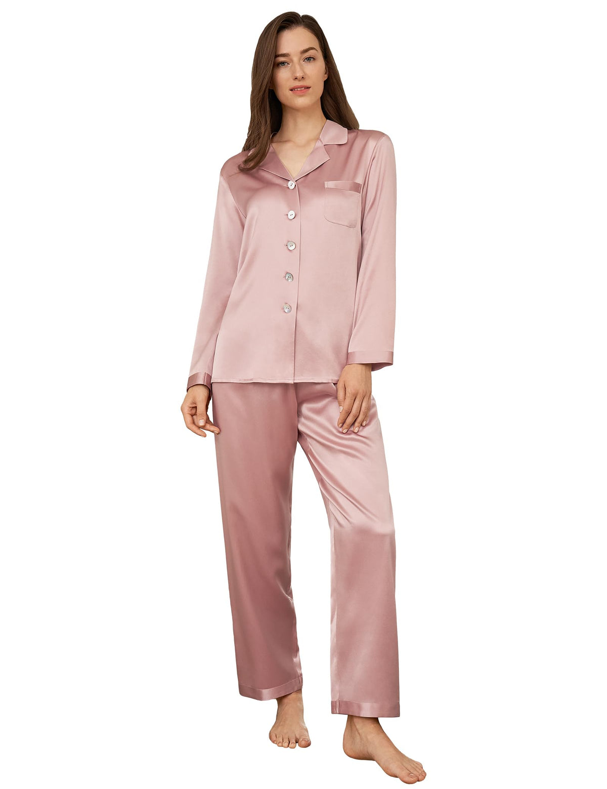 LOEL Silk Pajamas for Women Pure Full Length Long 22 Momme 100% Mulberry Silk Luxury