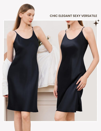 LOEL 100% 22 Momme Mulberry Silk Nightgown Women's Midi-Long Sleepwear