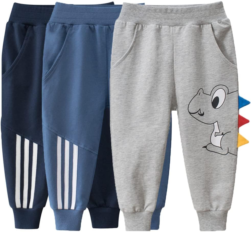 Toddler Boys Sweatpants Kids Sport Jogger Pants Cotton Active Pants Multipack