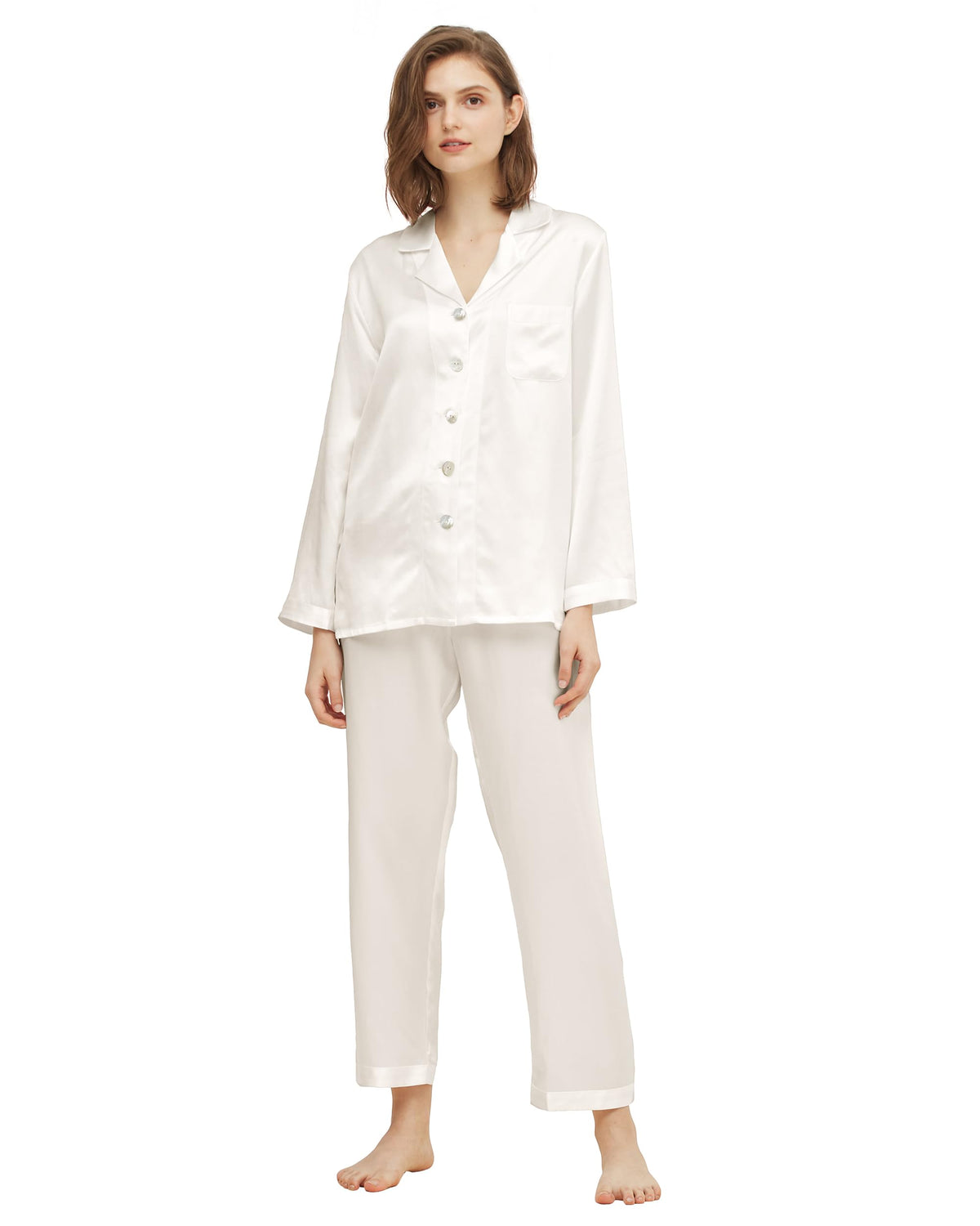 LOEL Silk Pajamas for Women Pure Full Length Long 22 Momme 100% Mulberry Silk Luxury