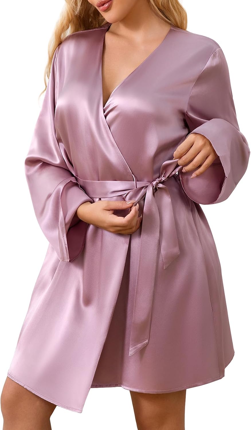 LOEL Silk Women’s Robes, Short Kimono Robes for Brides Bridesmaid Wedding Party, Pure Silk Bath Robe