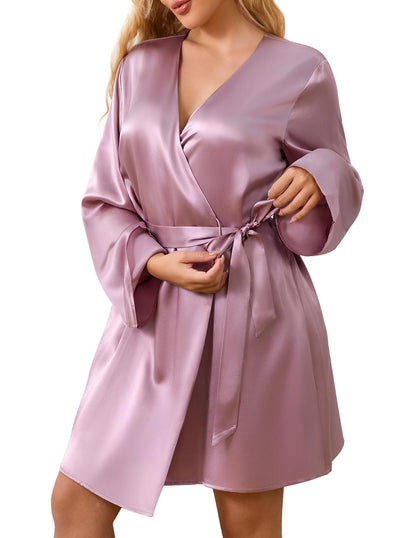 LOEL Silk Women’s Robes, Short Kimono Robes for Brides Bridesmaid Wedding Party, Pure Silk Bath Robe