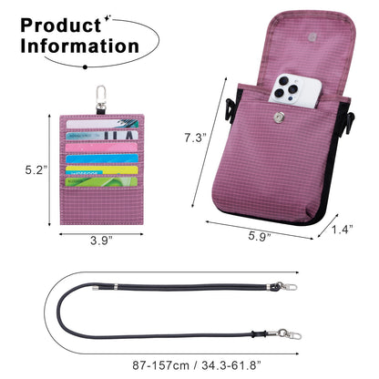 URSOFINE Small Crossbody Bag for Women, Phone Lanyard for Women/Men, Cell Phone Purses with Detachable 6-Layer Card Holder