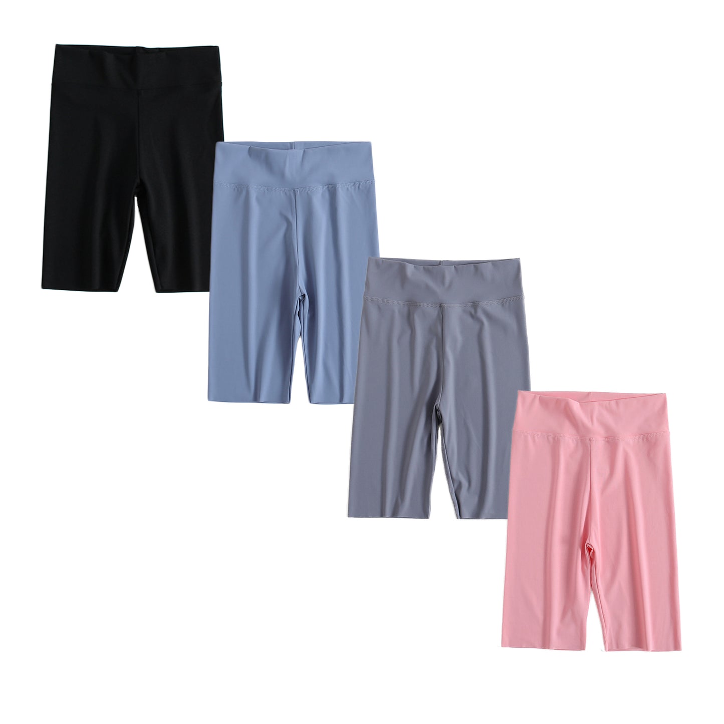 HuaAngel Girls Bike Shorts 4 Pack Soft Quick Dry Nylon Athletic Shorts for School, Sports Sizes 5-16