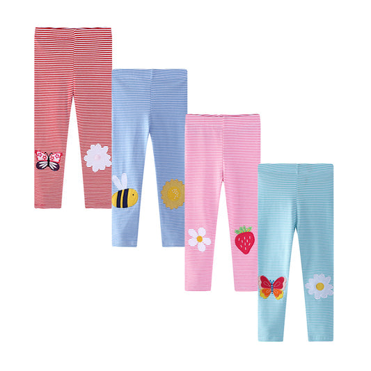 HuaAngel Girls Leggings Cotton with Elastic Waistband 4 Pack Sizes 2-7