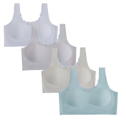 LOEL Girls' 4-Pack Training Bras with Wide Straps, Sizes M–L