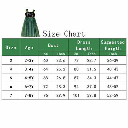 LOEL Girls Princess Dress Fancy Outfit Christmas Birthday Theme Party Fairy Green Dress