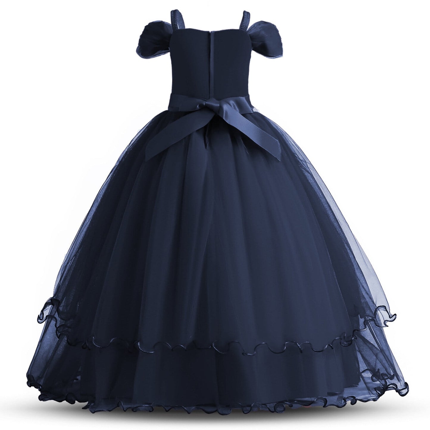 HAWEE Flower Girls Dresses Big Girls Off Shoulder Embroidered Puffy Dress Piano Costume Wedding Bridesmaid Princess Long Full Dress, Sizes 5-13Y