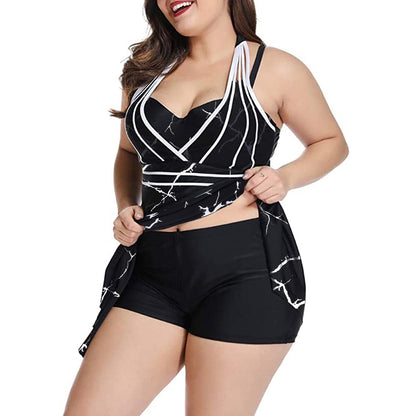 Womens Halter Swimdress Plus Size Two Piece Swimsuit Tankini Set