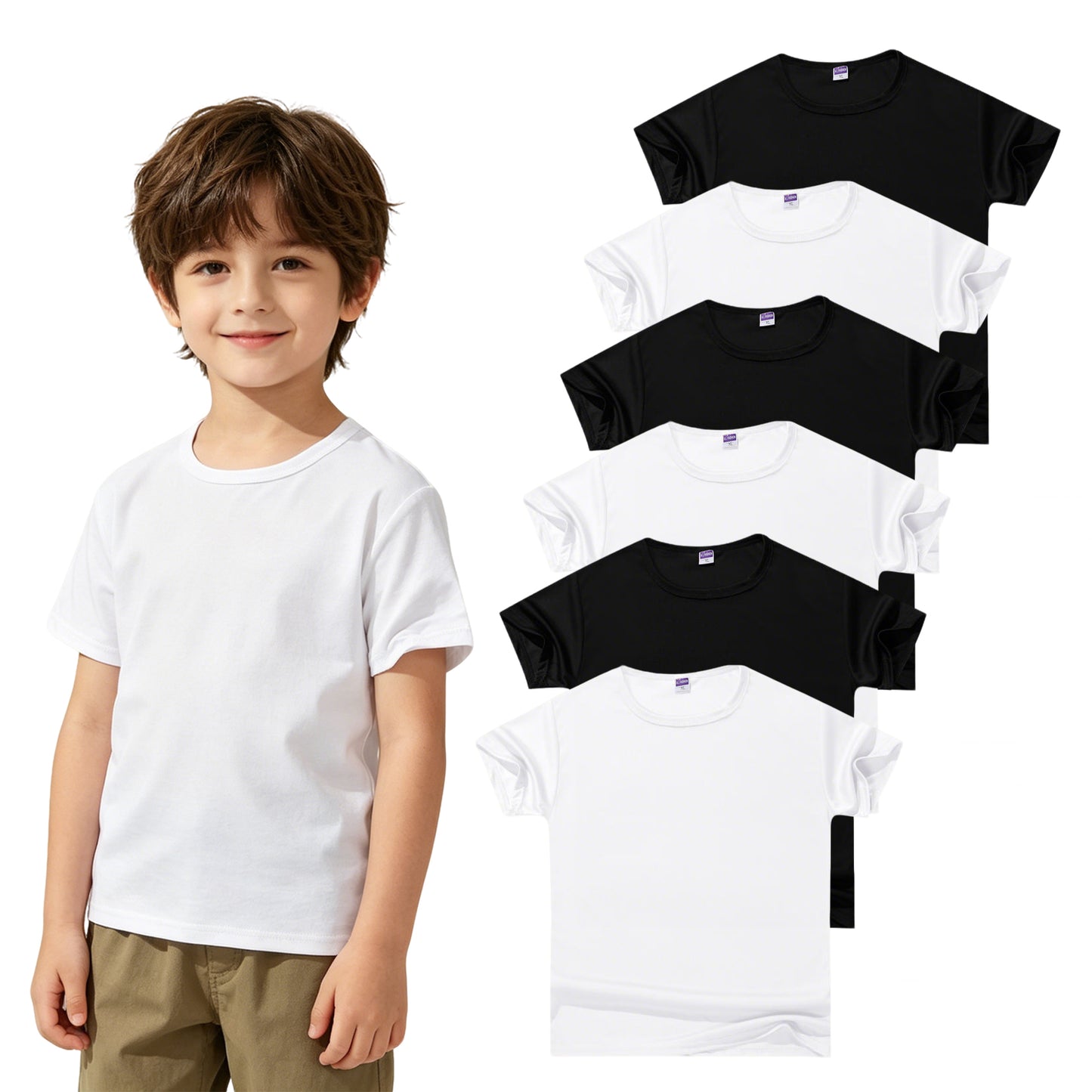 HuaAngel Boys Girls Quick Dry T-Shirts 5 Pack Short Sleeve Athletic Tees Age 4-12