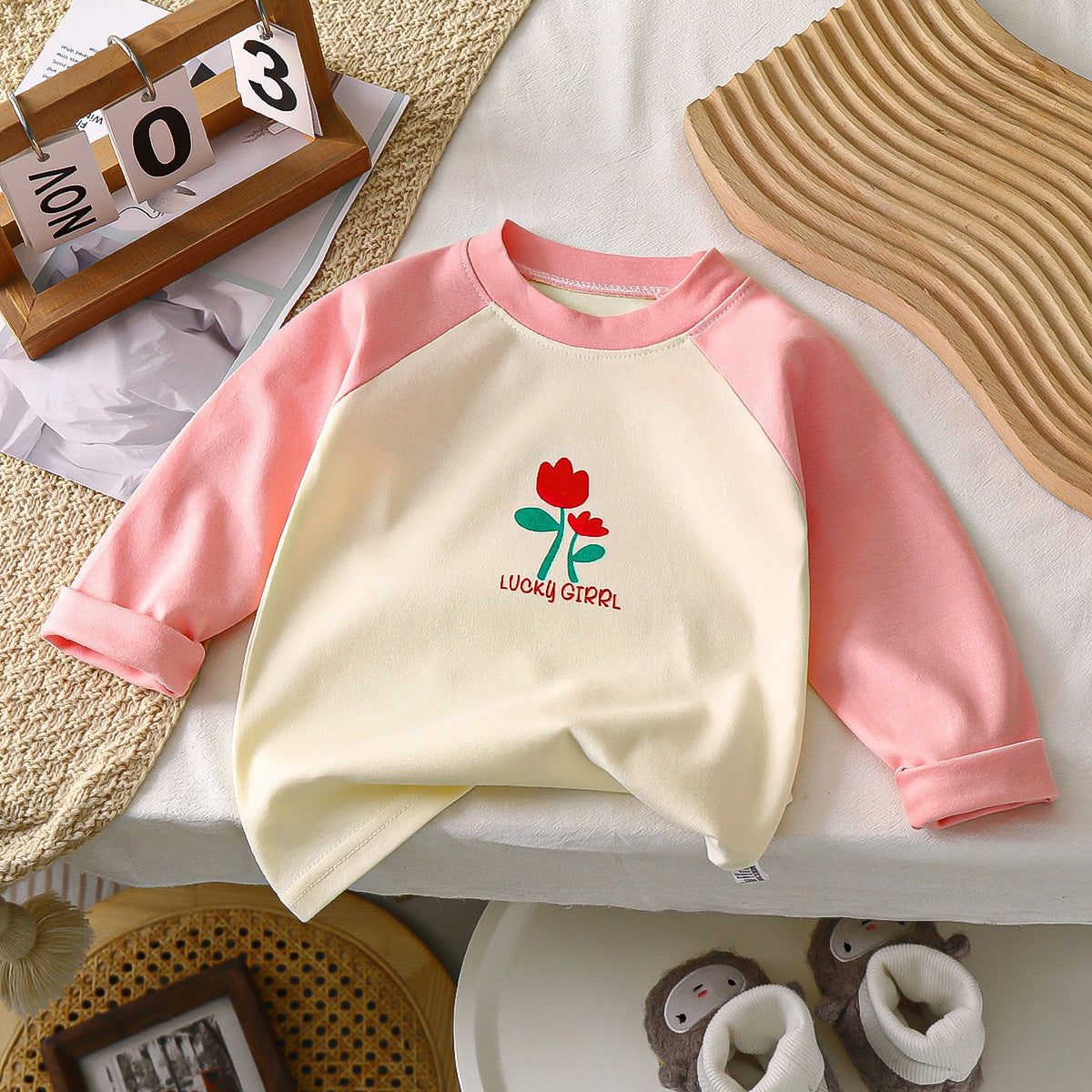 CHOYURME CHONYURM Toddler Girls 4 Packs Long Sleeve Tee Shirts,100% Cotton Casual Crewneck Graphic T-Shirt 2-5T