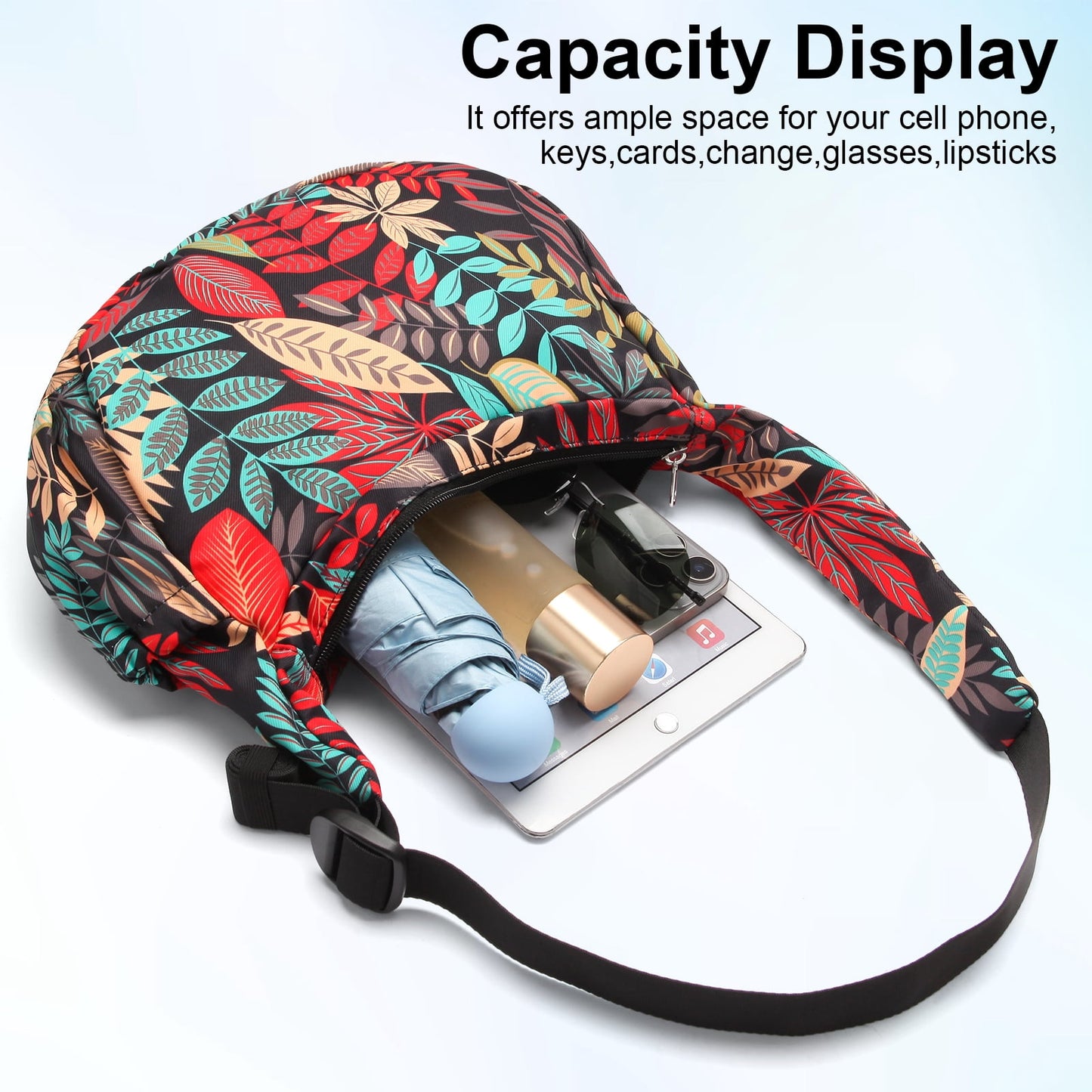 URSOFINE Women Crescent Crossbody Bag Lightweight Hobo Shoulder Bag, Multi Pocket Adjustable Strap Sling Bag, Bohemian Casual Handbag Purse for Daily Shopping Travel Gift,Purple