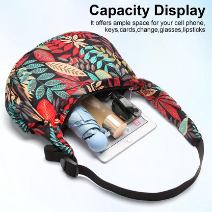 URSOFINE Women Crescent Crossbody Bag Lightweight Hobo Shoulder Bag, Multi Pocket Adjustable Strap Sling Bag, Bohemian Casual Handbag Purse for Daily Shopping Travel Gift,Purple