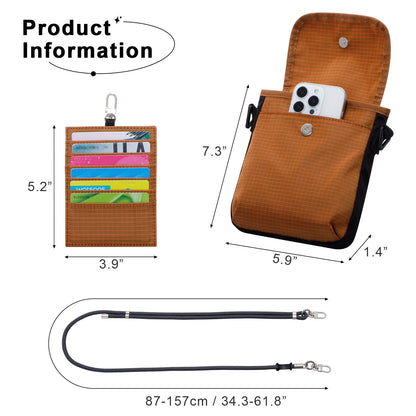 URSOFINE Small Crossbody Bag for Women, Phone Lanyard for Women/Men, Cell Phone Purses with Detachable 6-Layer Card Holder