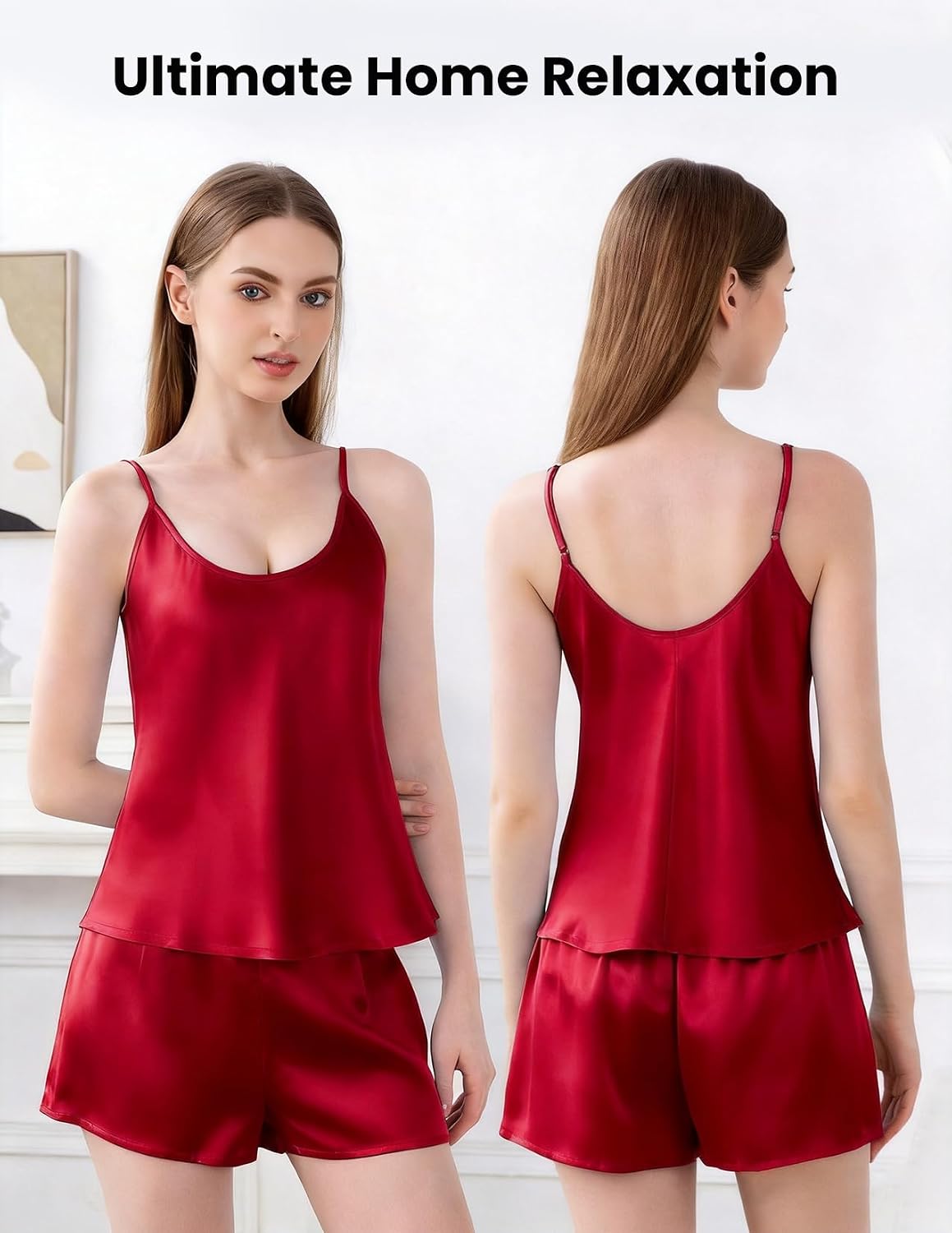 LOEL 100% 22 Momme Mulberry Silk Women's Cami & Shorts Pajama Set XS-XXL