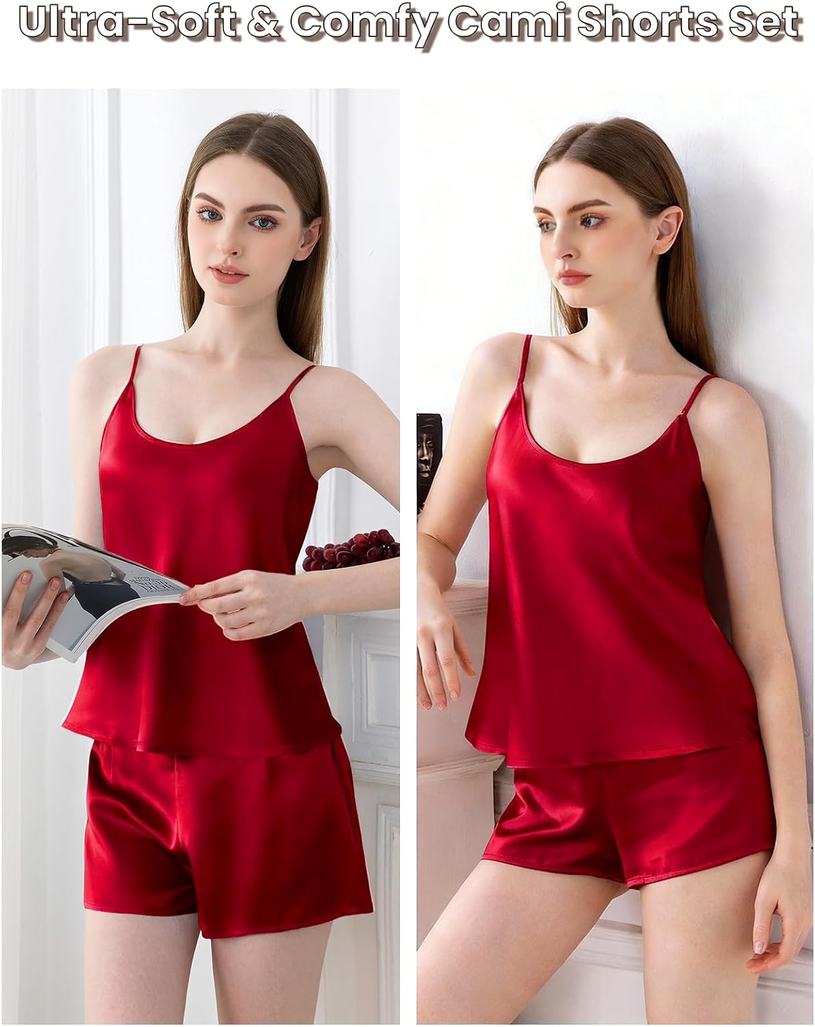 LOEL 100% 22 Momme Mulberry Silk Women's Cami & Shorts Pajama Set XS-XXL