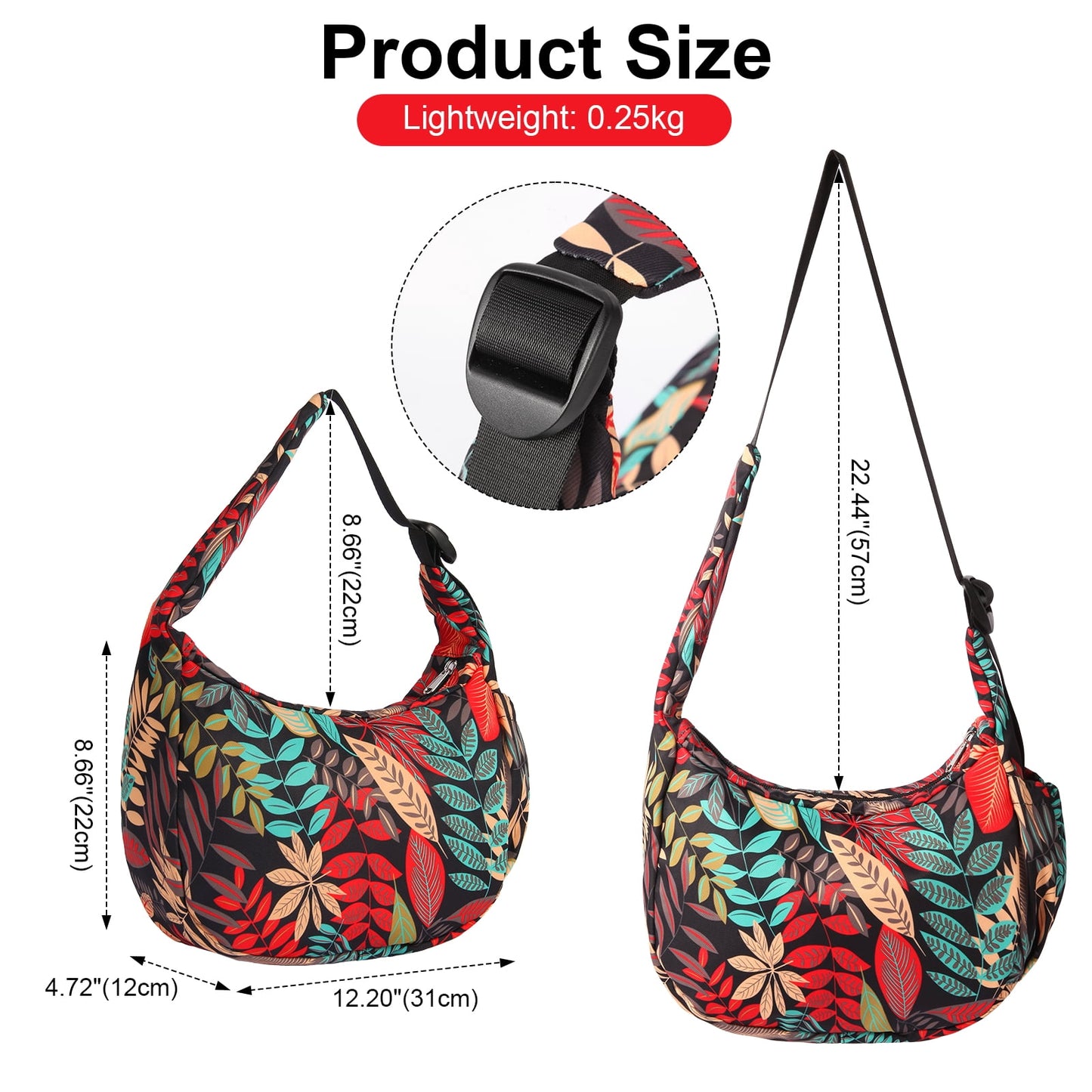 URSOFINE Women Crescent Crossbody Bag Lightweight Hobo Shoulder Bag, Multi Pocket Adjustable Strap Sling Bag, Bohemian Casual Handbag Purse for Daily Shopping Travel Gift,Purple
