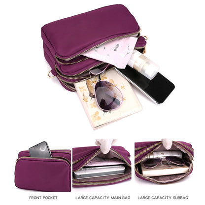 Small Crossbody Bag for Women Waterproof Shoulder Bag Casual Nylon Purse Handbag with Multi Pocket for Women Lady