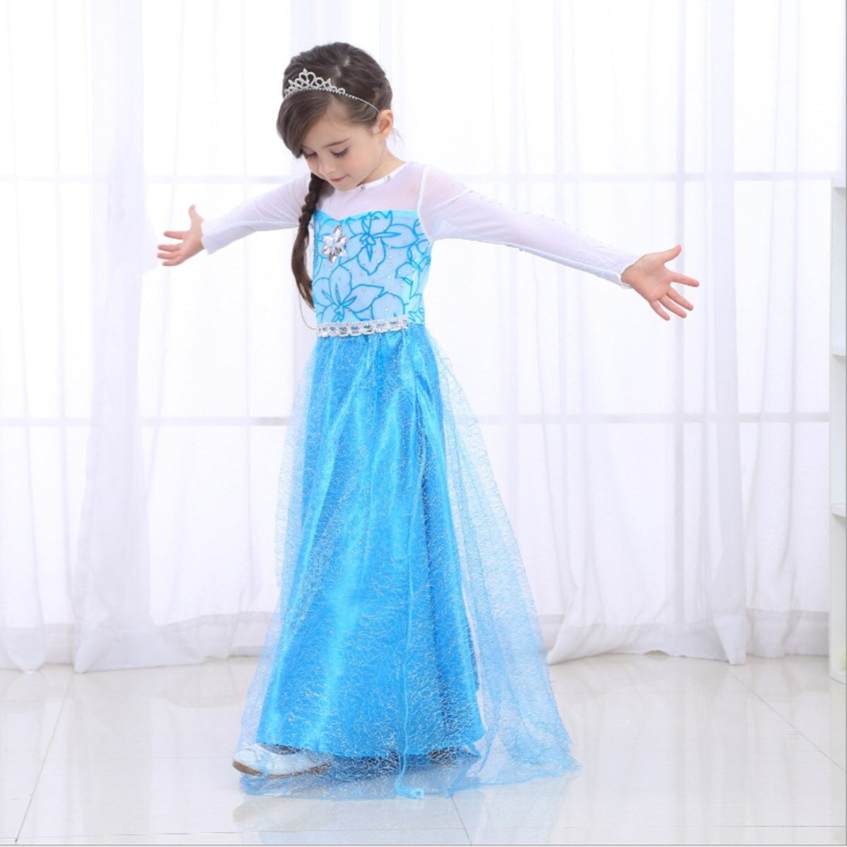 LOEL Girl's Princess Dress Blue Fairy Dress Christmas Birthday Dress Up
