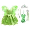 KAWELL Princess Green Costume for Girls Halloween Dress up Birthday Party Outfit