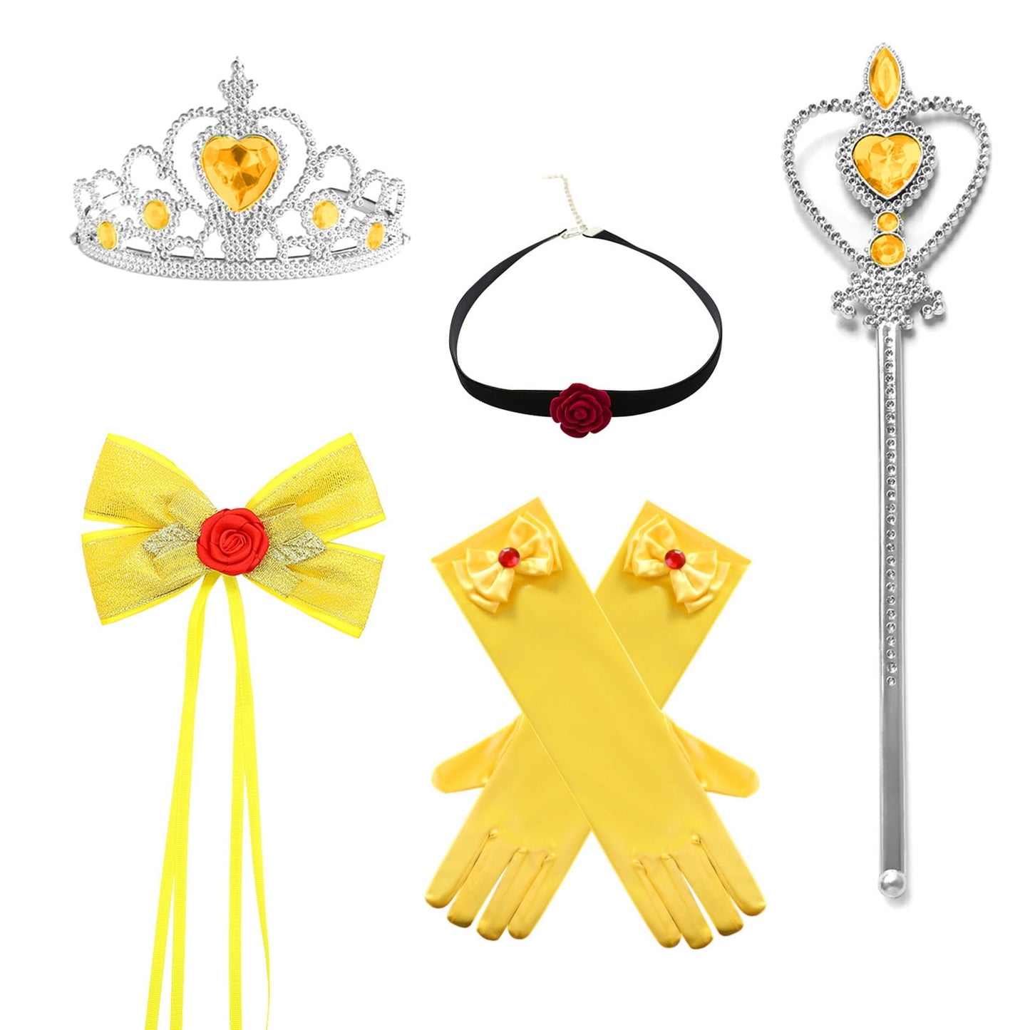 HAWEE Yellow Princess Dress for Girls Off Shoulder Layered Dress Up Halloween Birthday Cosplay Costume