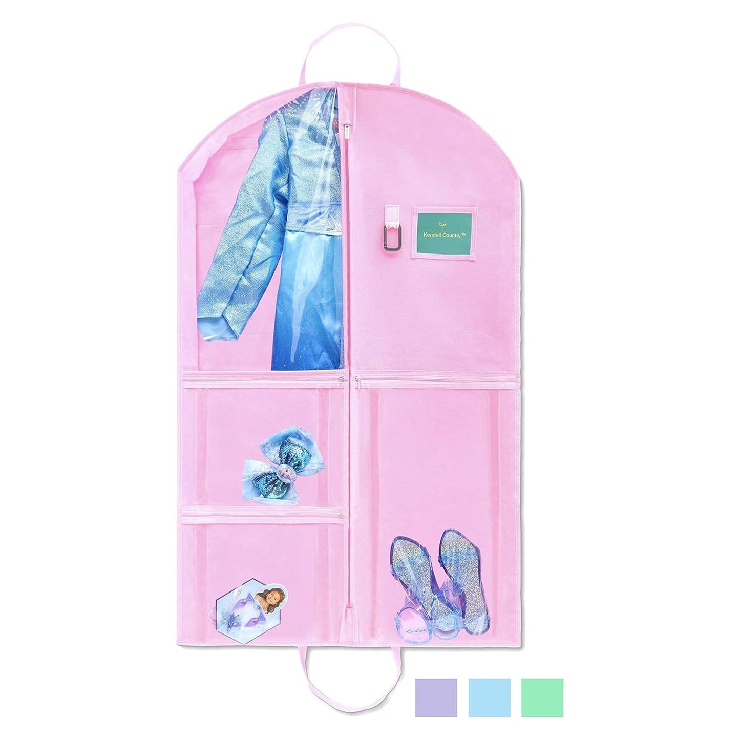 URSOFINE Waterproof Hanging Garment Bag 40 inch Clothes Bag with Gusset, 5 Pockets Side Zip for Dance Costumes Sports Skating Theatre Pageants Cheer Cosplay