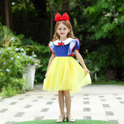 LOEL Princess Dress for Girls Birthday Party Fancy Tulle Dress Short Sleeve Casual Dress 2-8Y
