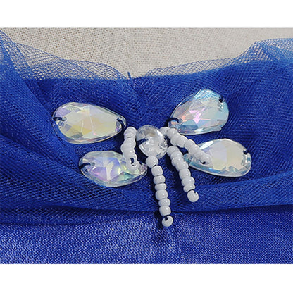 HAWEE Girls Blue Princess Costume Upgrade Deluxe Off-shoulder Dress for Birthday Halloween Cosplay