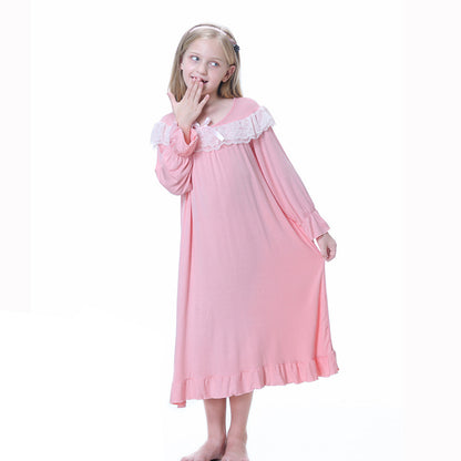 HuaAngel Girl's Nightgown Long Sleeve Princess Pajama Dress Soft Cotton Kids Sleepgown 3t-13 Years