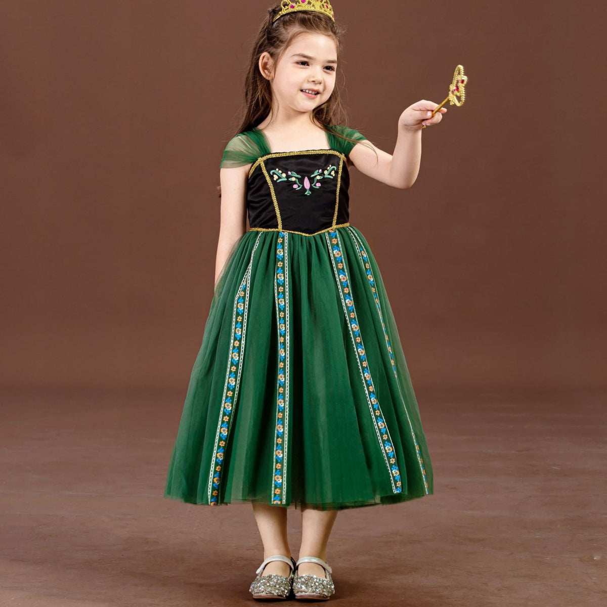 LOEL Girls Princess Dress Fancy Outfit Christmas Birthday Theme Party Fairy Green Dress