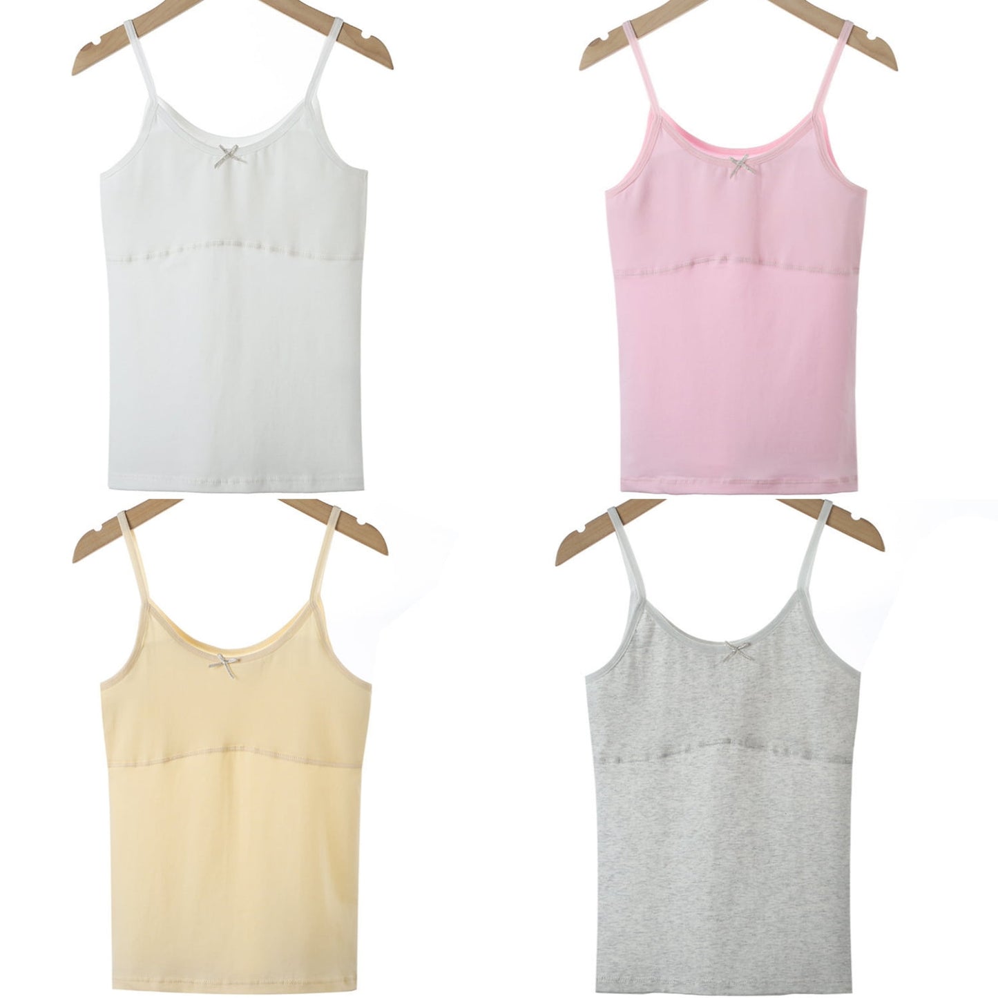 HAWEE Girls Crop Tops Undershirts Cotton Training Bra Sports Bralette Solid Vest for Kids Teens 7-14Y, 4 Pack
