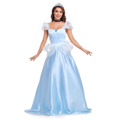 HAWEE Blue Princess Dress Up Costume Halloween Carnival Party Ball Gown for Adult Women