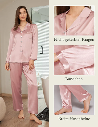 LOEL Silk Pajamas for Women Pure Full Length Long 22 Momme 100% Mulberry Silk Luxury