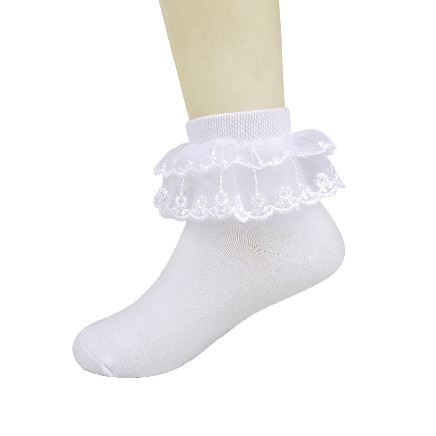 KAWELL 5 Pairs Toddler Baby Girls Ruffle Lace Socks Cotton Frilly Ankle Soft Dress children Princess Socks 2-15T