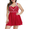Womens Halter Swimdress Plus Size Two Piece Swimsuit Tankini Set