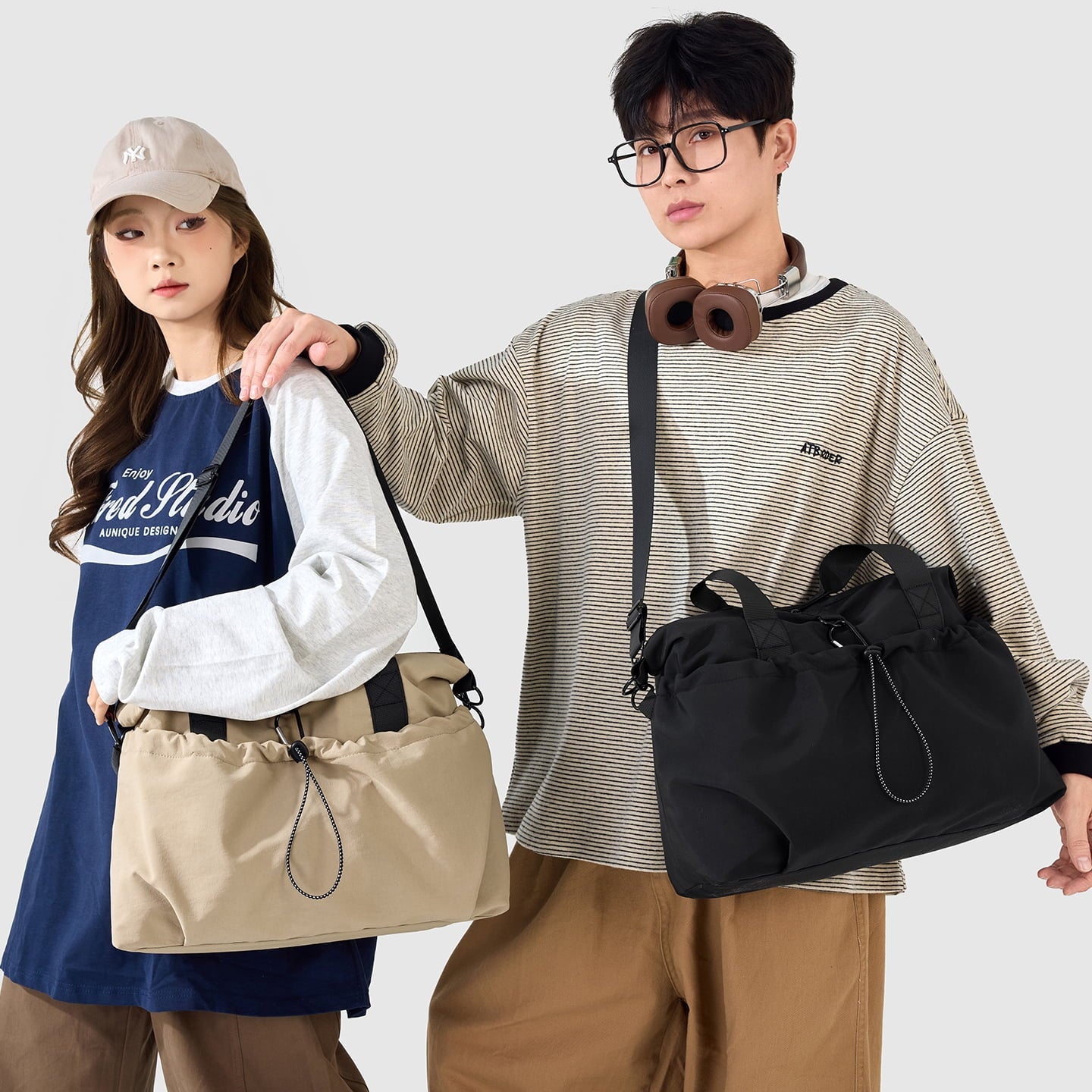 URSOFINE Unisex Crossbody Duffel Bag, Water Resistant Gym Bag with Wet Pocket, Lightweight Daily Commuter & Weekend Travel Handbag for Men Women, Green