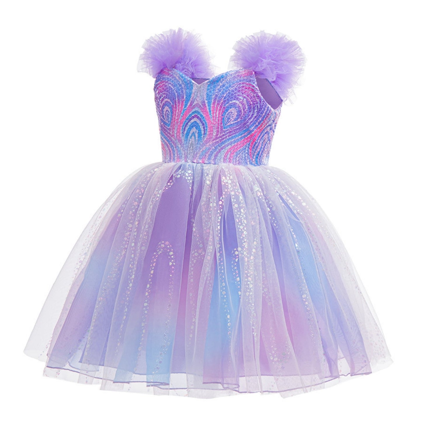 LOEL Girls Witch Dress Purple Princess Dress Wedding Sequin Tulle Dresses Ball Gown Birthday Party Dress Up