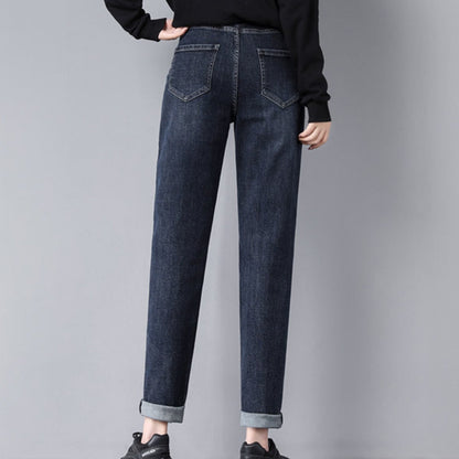 Phenas Women's Maternity Jeans Comfy Plus Size Blue Pregnancy Baggy Ankle Length Jeans