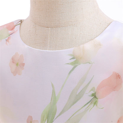 KAWELL Easter Dress for Girls Puff Sleeve Floral Dress Wedding Pageant Party Ball Gown Dresses