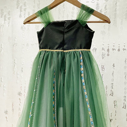 LOEL Girls Princess Dress Fancy Outfit Christmas Birthday Theme Party Fairy Green Dress