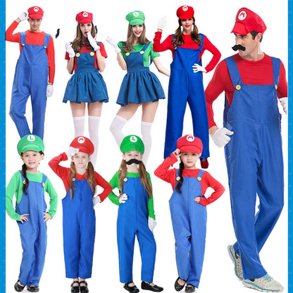 KAWELL Super Bros Costume for Adults Unisex Cap Gloves Fake Accessory Kit for Cosplay Halloween for Women Men