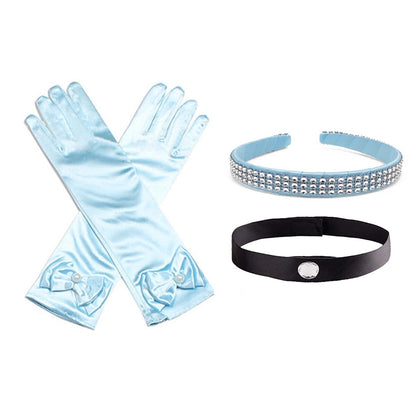 HAWEE Blue Princess Dress for Girls Puffy Sleeve Princess Costume Halloween Cosplay Party Fancy Dress(2-12Y)