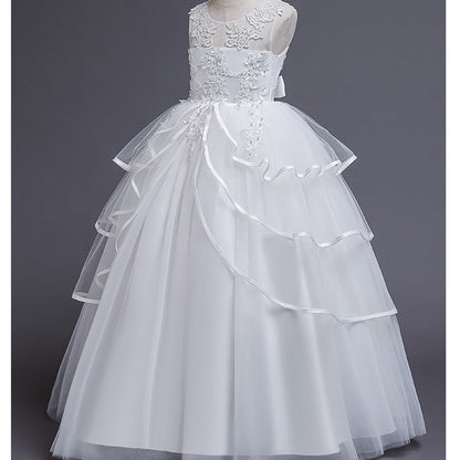Phenas Girls Lace Bridesmaid Dress Flower Kid Wedding Ball Gown Toddler Princess Pageant Evening Dresses