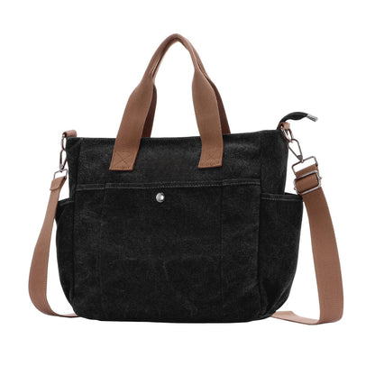 URSOFINE Women's Tote Bag Canvas Shoulder Bag Medium Stylish Crossbody Bags Lightweight Handbag Everyday Purse with Multiple Pockets for Work Travel College Daily Use