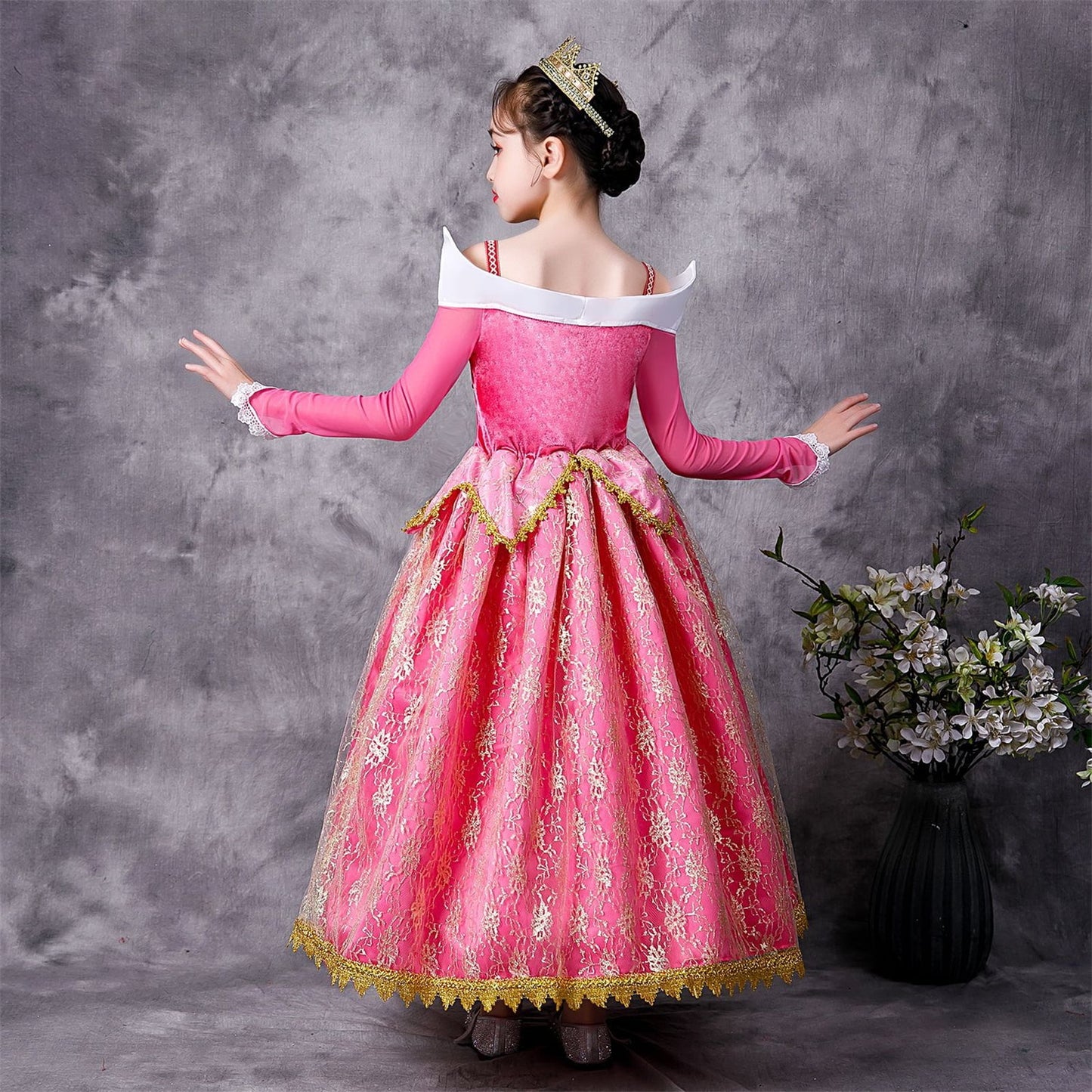 HAWEE Girls Princess Costume Princess Dress Up with Accessories for Halloween Cosplay Carnival Party