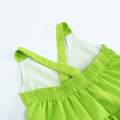 KAWELL Princess Green Fancy Fairy Costume for Girls Fancy Halloween Birthday Party Outfit Fairy Dress with Accessories
