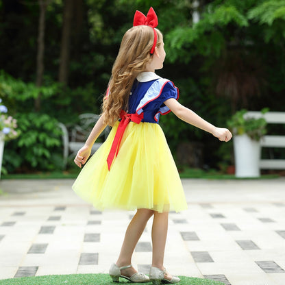 LOEL Princess Dress for Girls Birthday Party Fancy Tulle Dress Short Sleeve Casual Dress 2-8Y